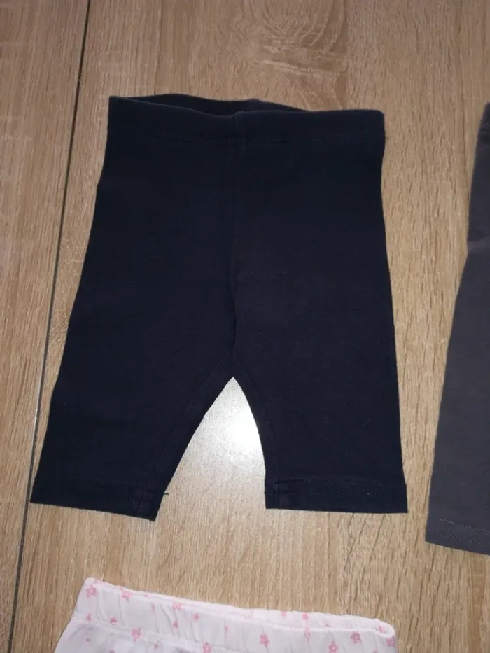 Lot de 3 pantalons leggings, été, bébé fille, 3/6mois - photo numéro 2