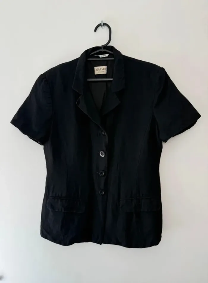Chemise manches courtes Max & Co femme en lin noire taille 42 très bon état