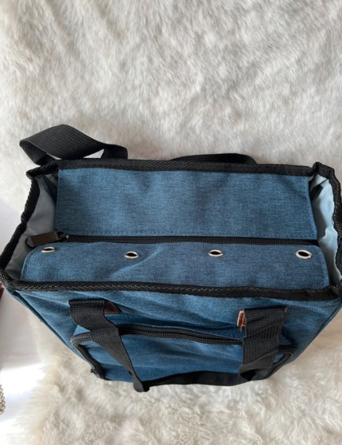 Sac rangement scrapbooking 28 x 28 x 12 cm bleu, Blue jeans - photo numéro 7