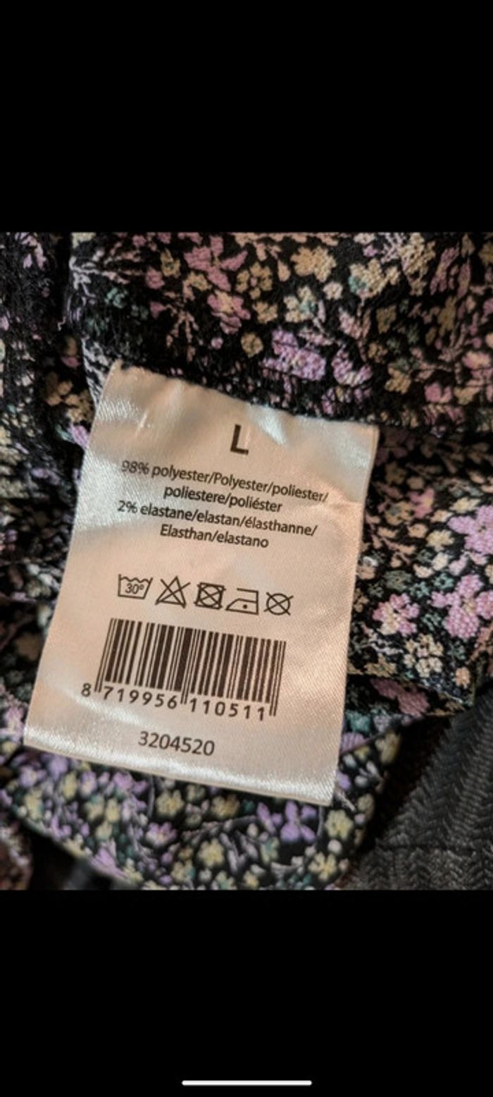 Haut fluide péplum fleuri noir violet L - photo numéro 5