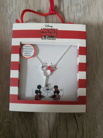 Collier clé minnie plaqué argent disney