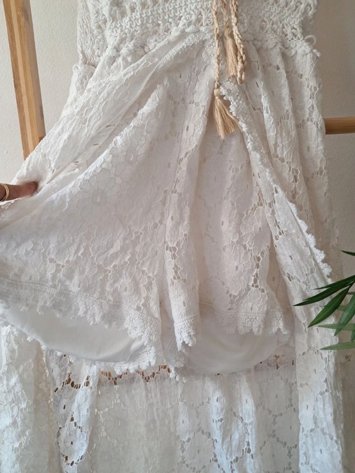 Robe longue Combishort en dentelle blanche taille unique tres bon état - photo numéro 3