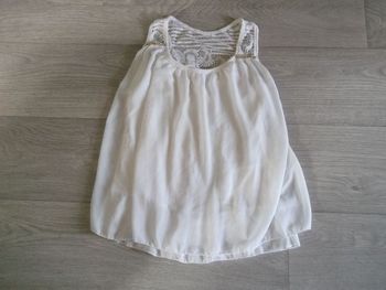Top voile blanc doublé dentelle strass taille S TBE