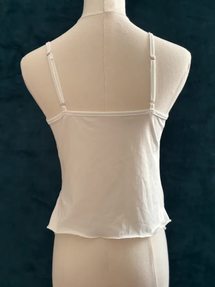 Top blanc drapé asymétrique effet twist – taille S papillon y2k sexy - photo numéro 4