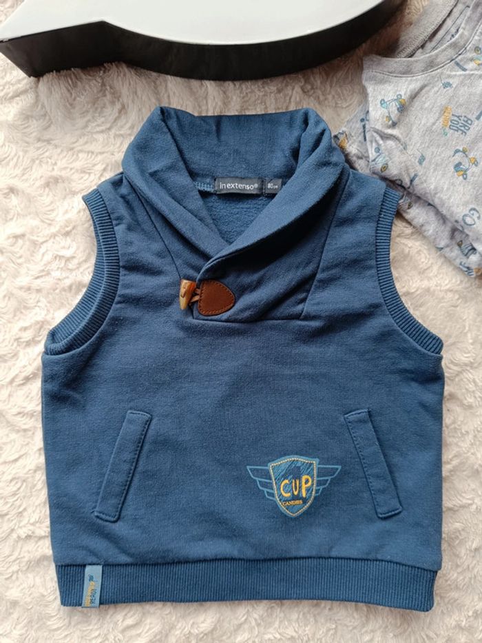 Sweat col V sans manche Garçon 12 mois In Extenso - photo numéro 2
