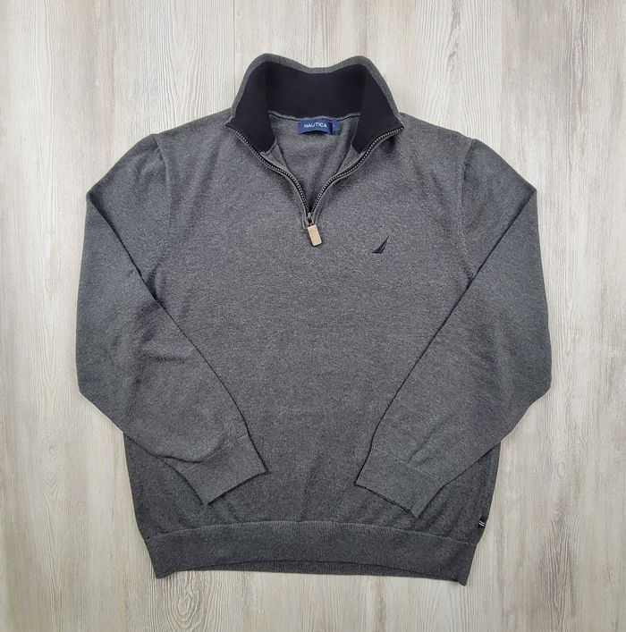 Sweat Nautica ¼ zip gris anthracite – Taille L – Parfait état - photo numéro 3