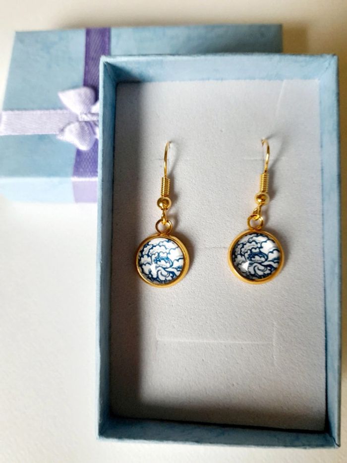 Boucles d oreilles inspiration céramique chinoise