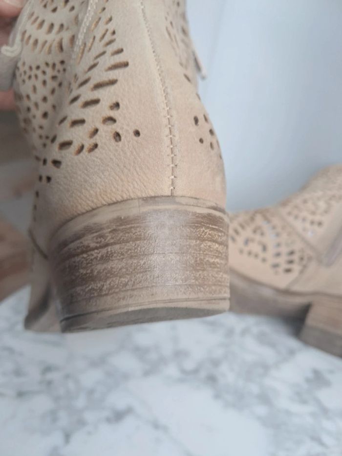 Bottines low boots beige en cuir P.36 - photo numéro 8