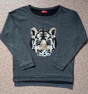 Sweat tête de tigre en sequins femme