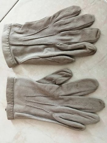gants gris en daim 7.5