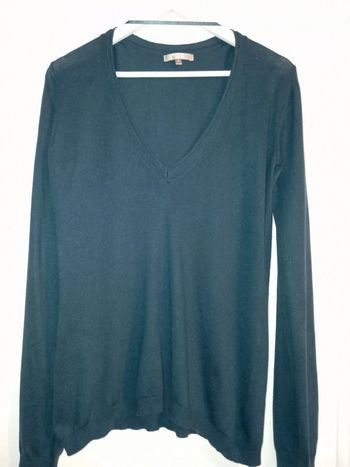 Pull col V turquoise