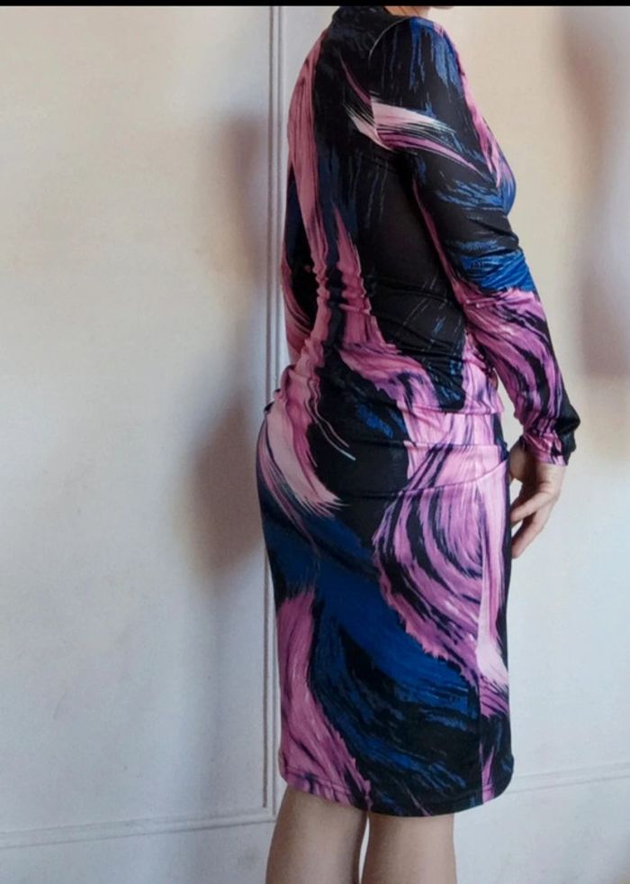 💗robe récolté plongeant sexy tendance coloré t xs s - photo numéro 2