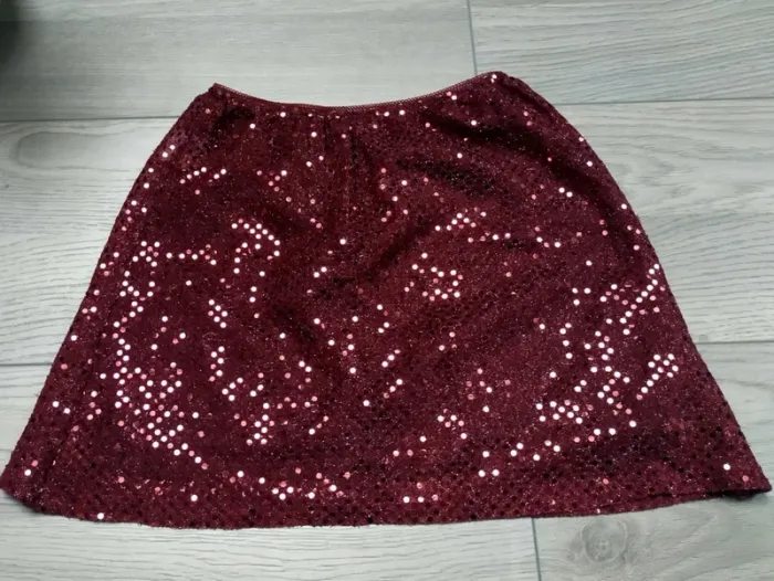 Mini jupe bordeaux sequins brillants disco festival XS 34 Kiabi