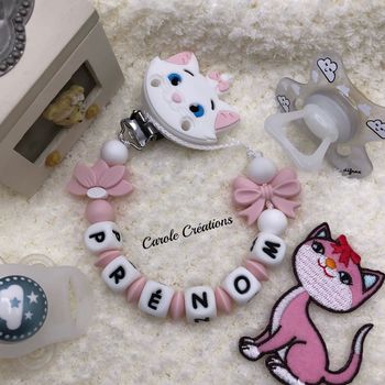 Attache tétine personnalisé en silicone Marie des aristochats 