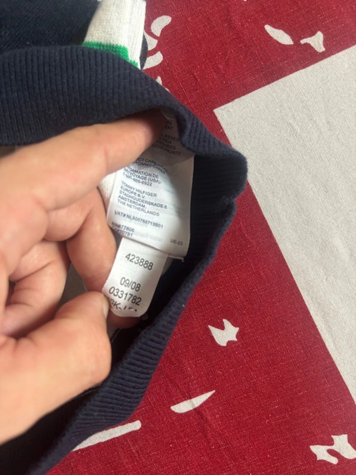 Sweat col V Tommy Hilfiger taille S/M blanc bleu marine vert - photo numéro 10