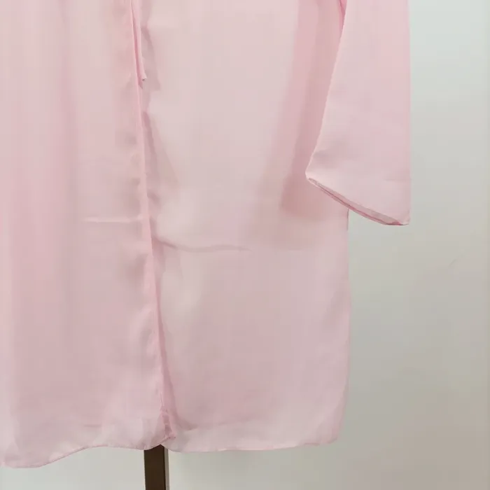 Déshabillé en mousseline rose poudré transparent - kimono d'intérieur taille unique - Feminissime - photo numéro 3