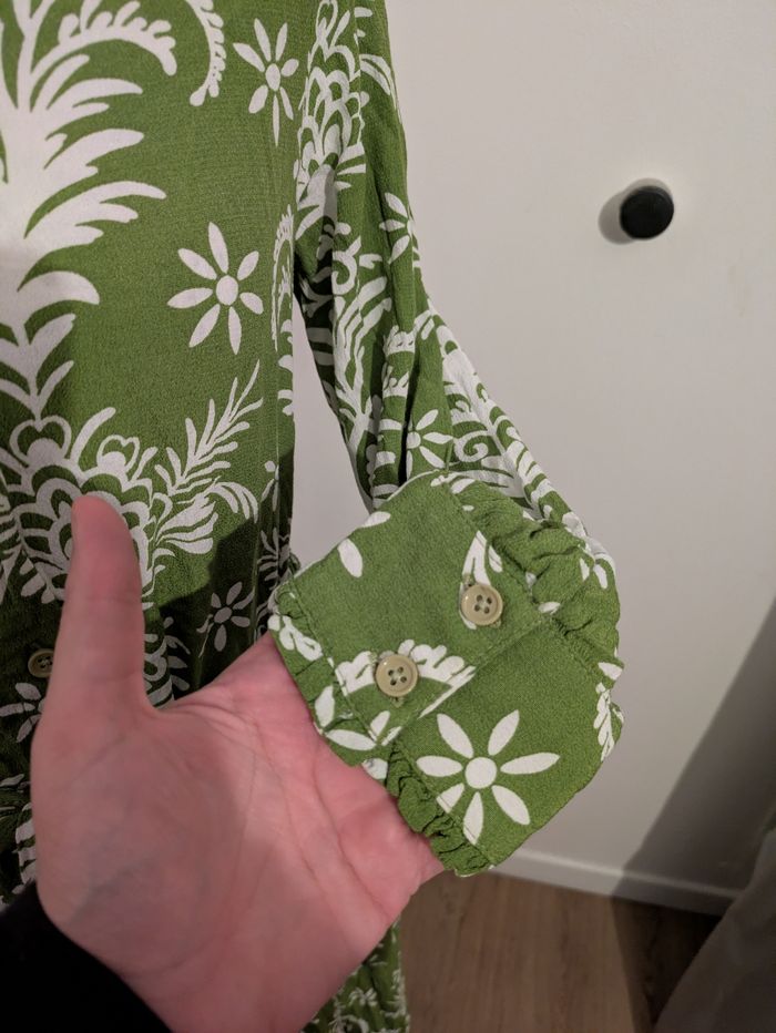 Robe longue verte à imprimé fleuri vintage chic, Zara, taille S, parfait état ! - photo numéro 4