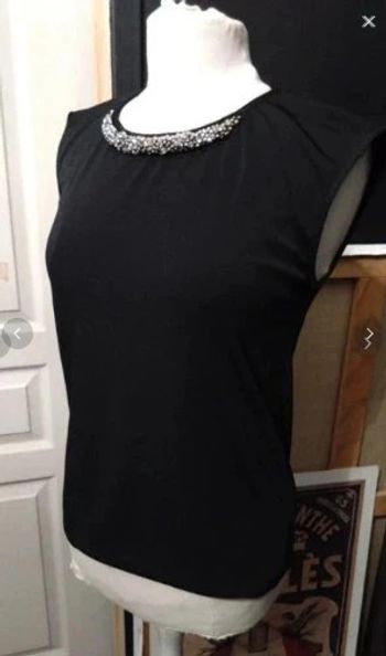 top de soirée chic t shirt blouse dans manche noire esprit t 36