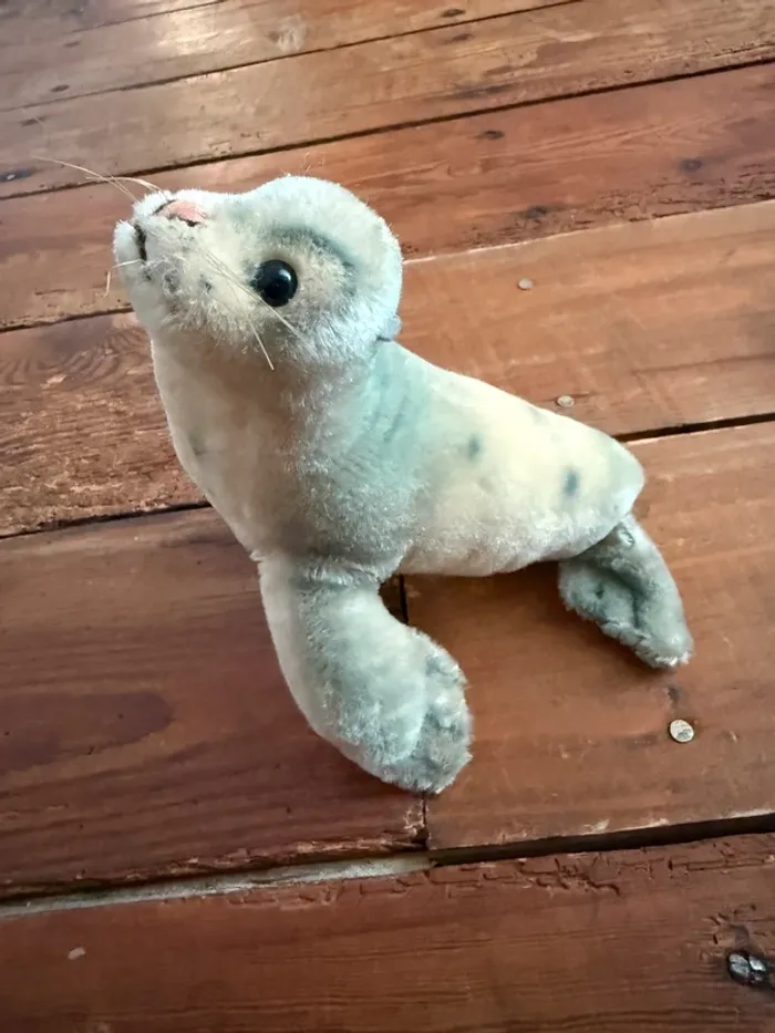 Peluche très ancienne rigide Steiff phoque otarie 14cm Robbe vintage collection - photo numéro 2