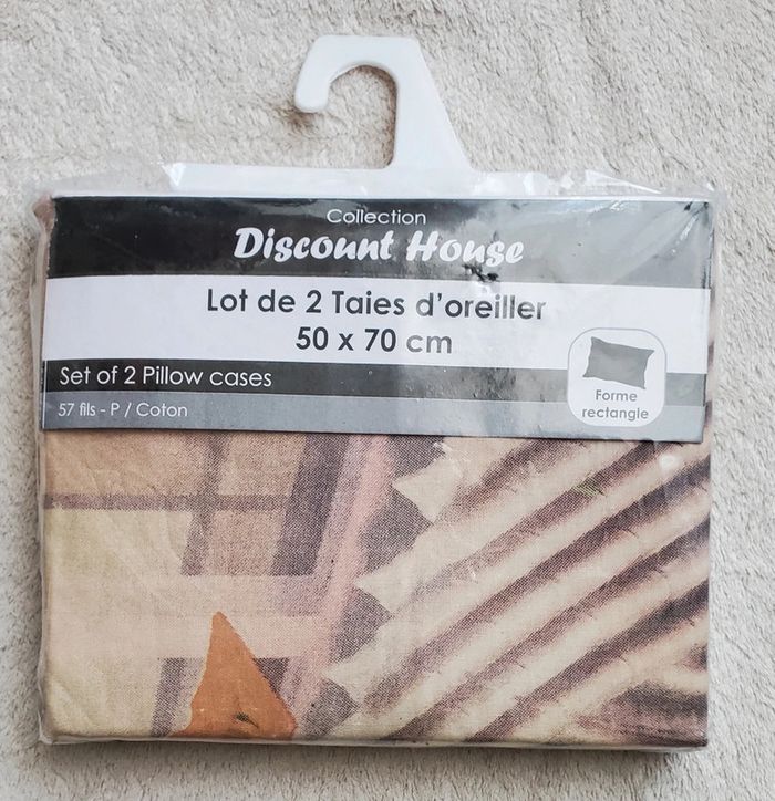 2 taies d'oreiller de 50 X 70 cm en coton