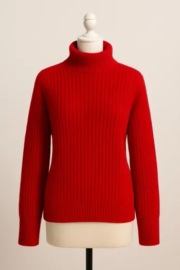 Pull rouge en laine côtelé femme – Taille L