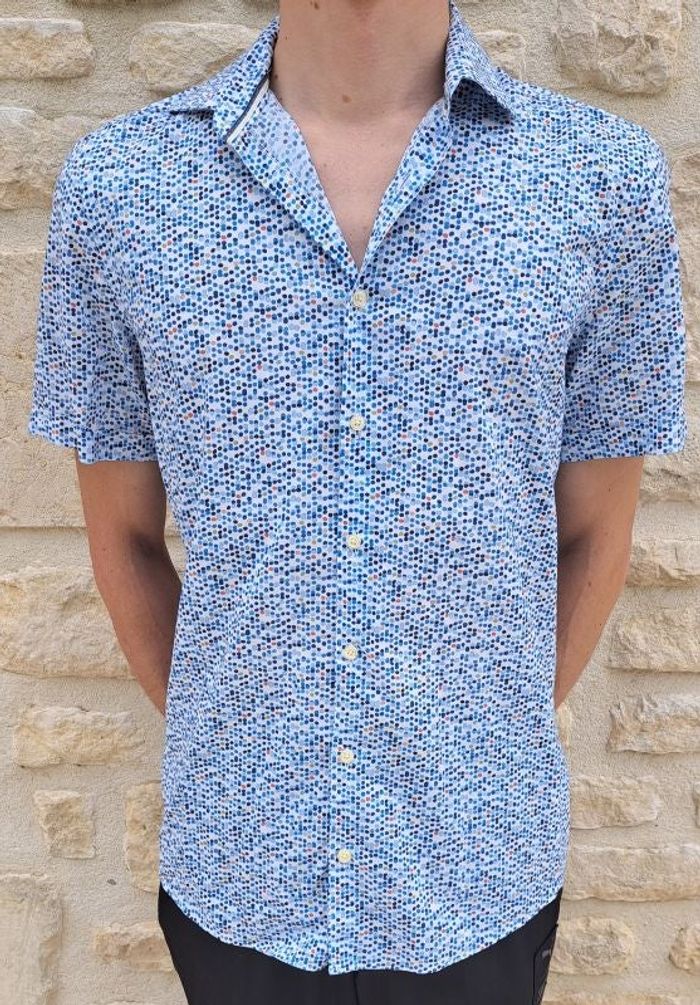 Chemise à manches courtes à pois taille S Olymp Level Five