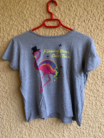 T shirt court motif flamand rose taille 34/36
