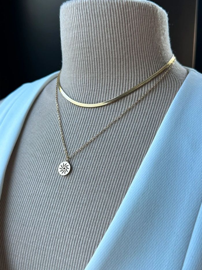 Collier multirangs en acier or - photo numéro 3