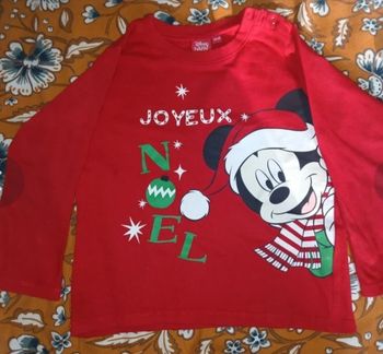T shirt longues manches Noël Mickey