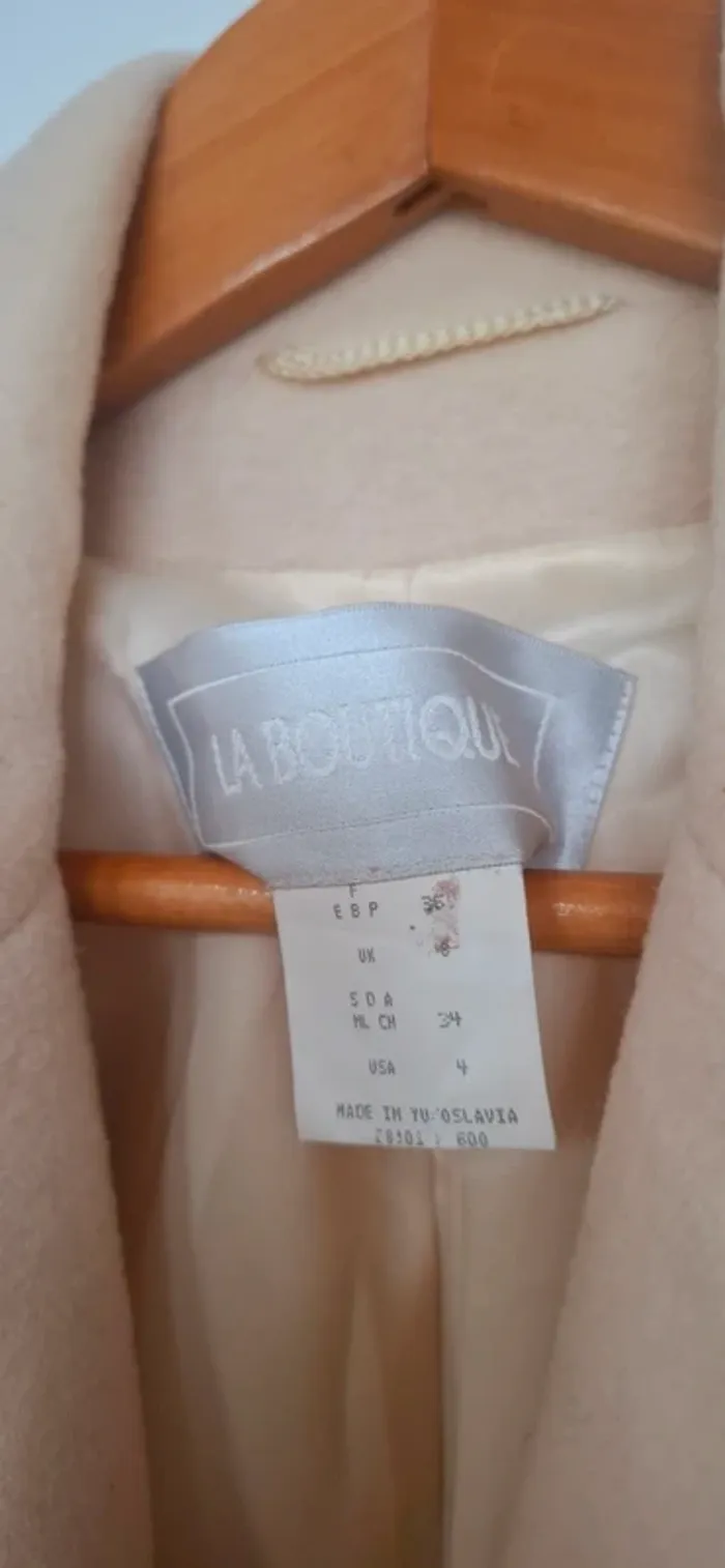 Manteau vintage en laine – Beige – coupe oversize très chaud - photo numéro 5