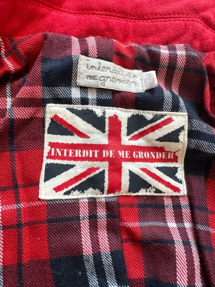 Veste caban Interdit de me gronder anglaise rouge 12 mois - photo numéro 2
