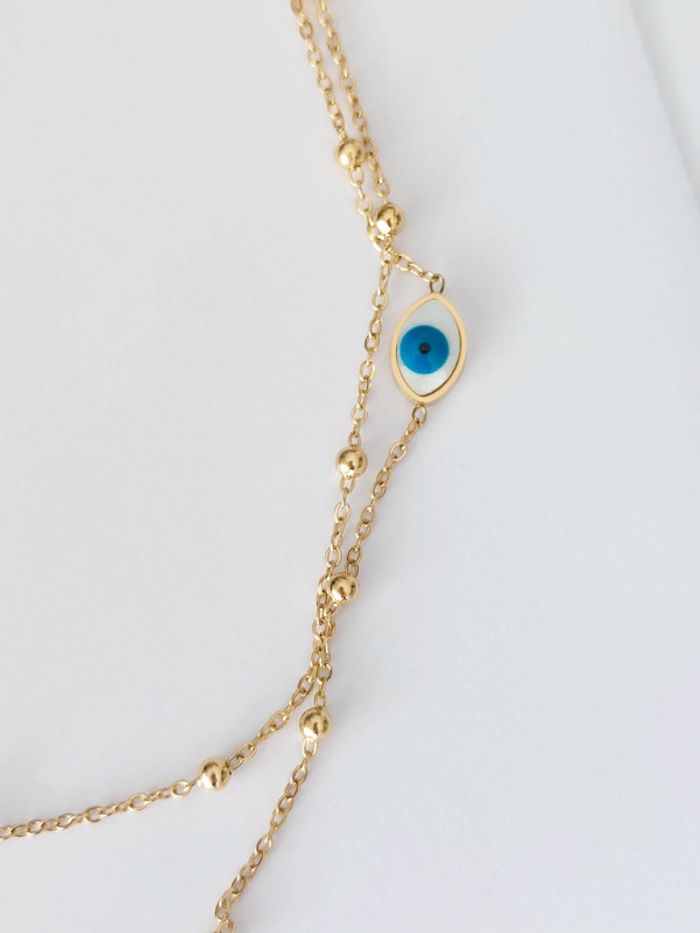 Collier en acier inoxydable - œil bleu - bohème tendance 🧿 - photo numéro 3