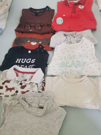 Lot de 9 t-shirt manches longues 1 mois.