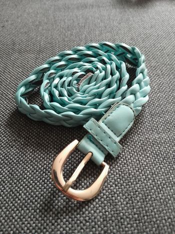 Ceinture tressée bleu 104cm 1cm de large