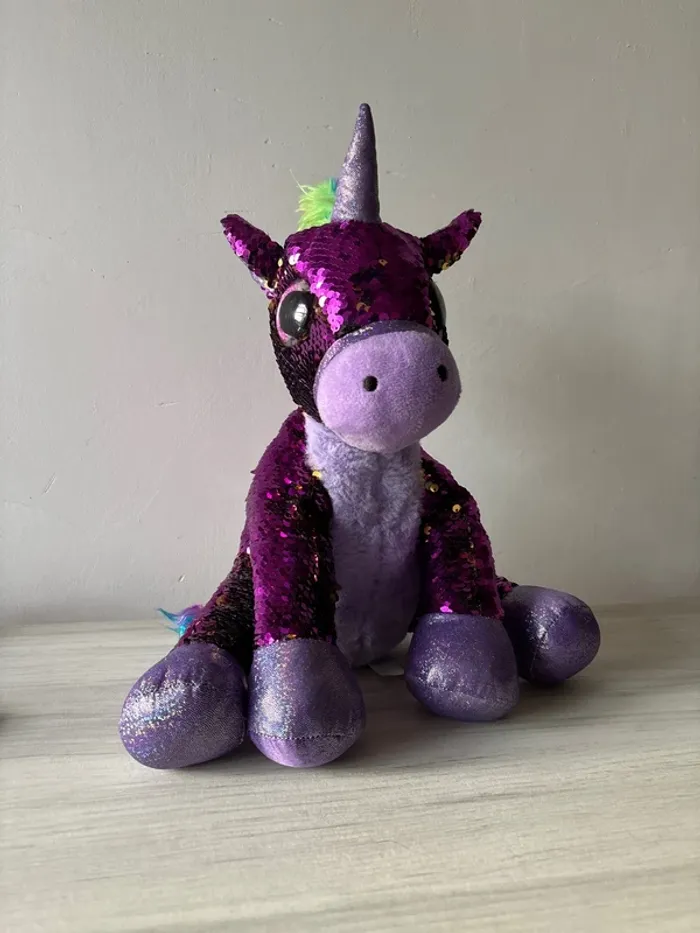 Peluche licorne à paillettes - photo numéro 2