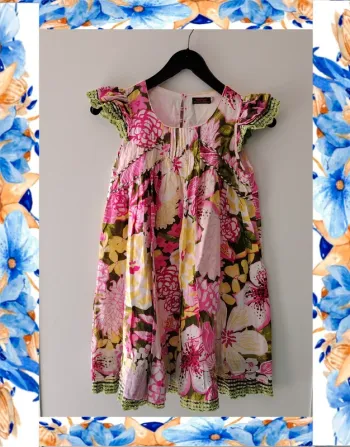 Robe rose fleurie CAtimini 10 ans