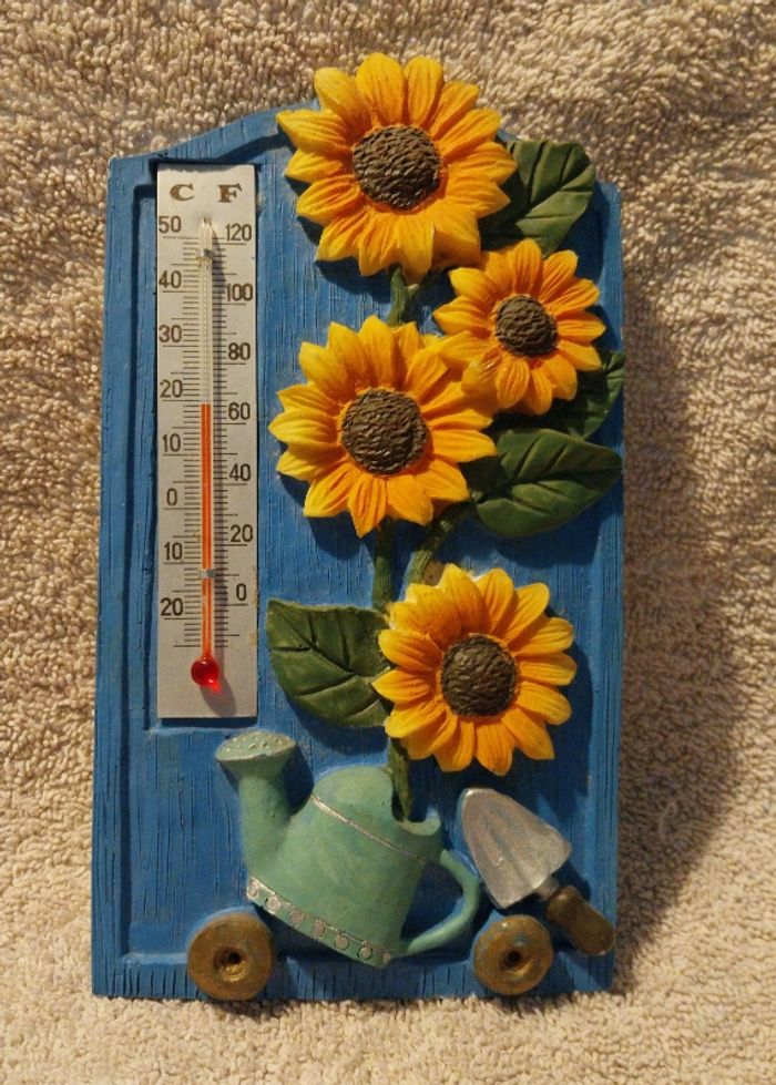 vintage thermomètre mural décoration Tournesols jardin fleur Fonctionne