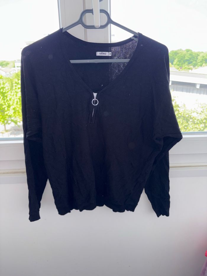 Pull décolleté noir femme