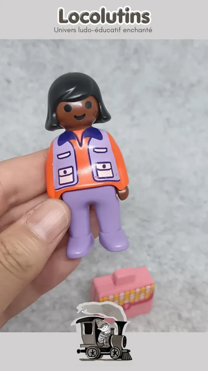 🚂 Playmobil 1.2.3 figurine femme valise accessoires - photo numéro 2