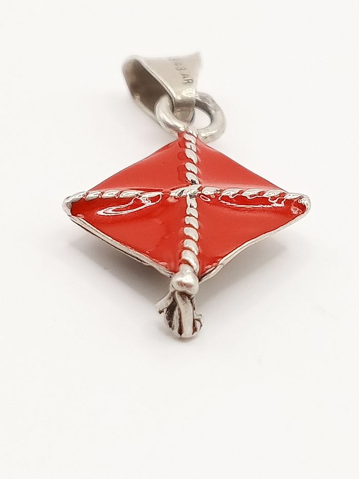 Ciondolo x collana vintage argento 925 smaltato anni  '40/'50 tocco cappello laurea università regalo - photo numéro 4