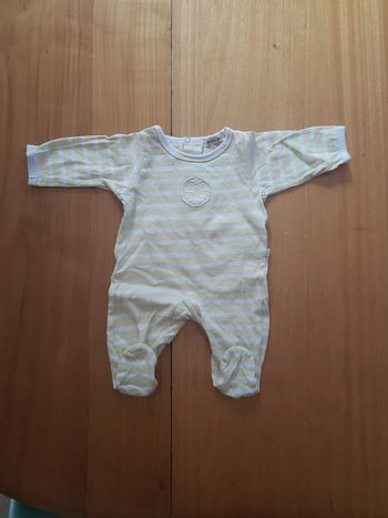 Pyjama manches longues jaune et blanc 1 mois