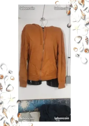 Sweat zippé à capuche moutarde taille XS homme Kiabi eco