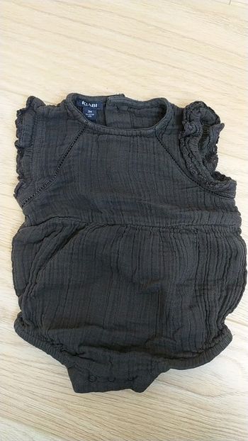 Barboteuse été noir coton côtelé 3 mois