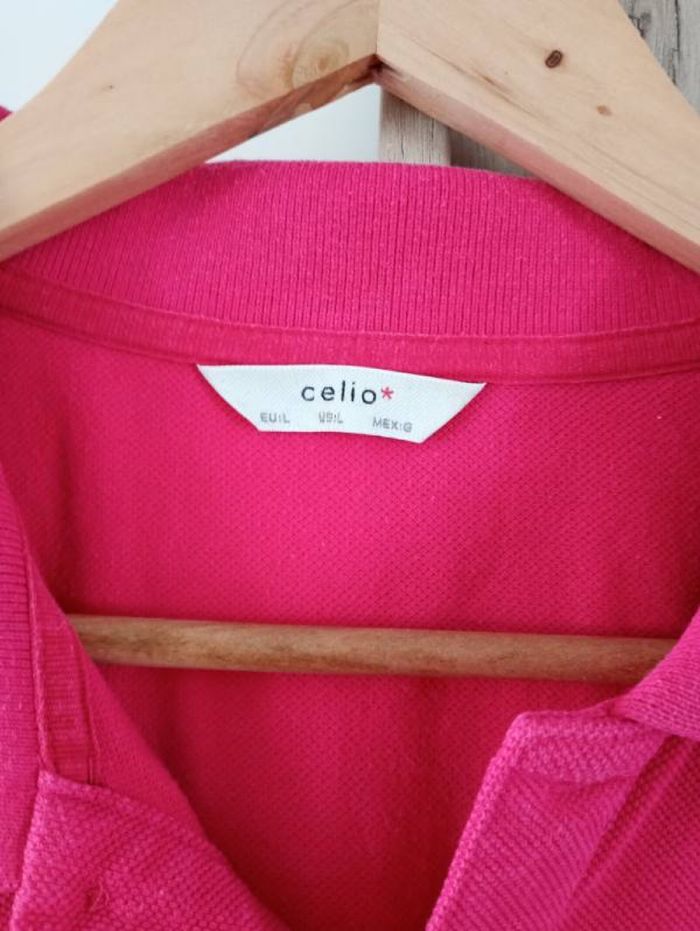 Polo celio homme rose fuchsia L - photo numéro 2