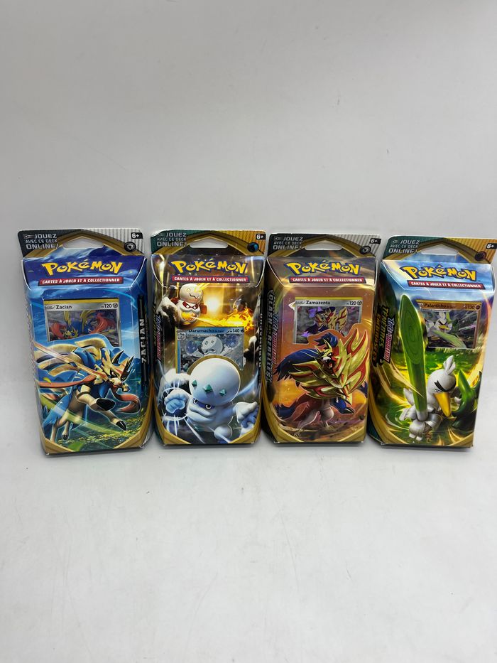 Lot de 4 deck Pokémon neuf avec 60 cartes chacun Épée et bouclier tenebre embrassées clash des rebelles EB02 et EB03 Neuf