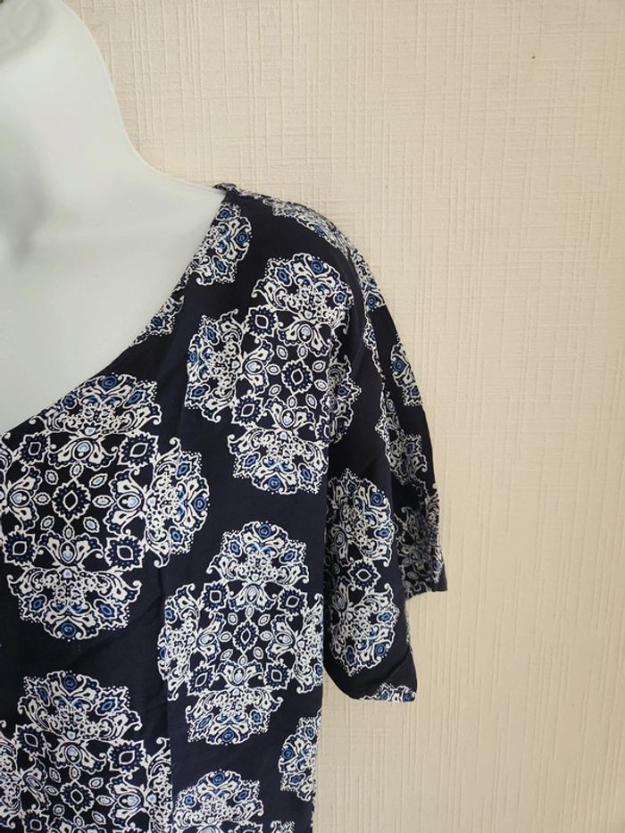 Jolie blouse Esprit bleu marine motifs géométriques 38 - photo numéro 5