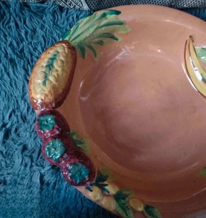Coupe à fruits en barbotine vintage - photo numéro 4
