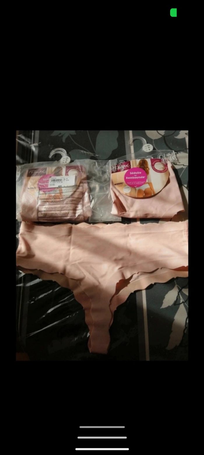 Lot de 4 strings Playtex vintage vieux rose. Taille 42/44