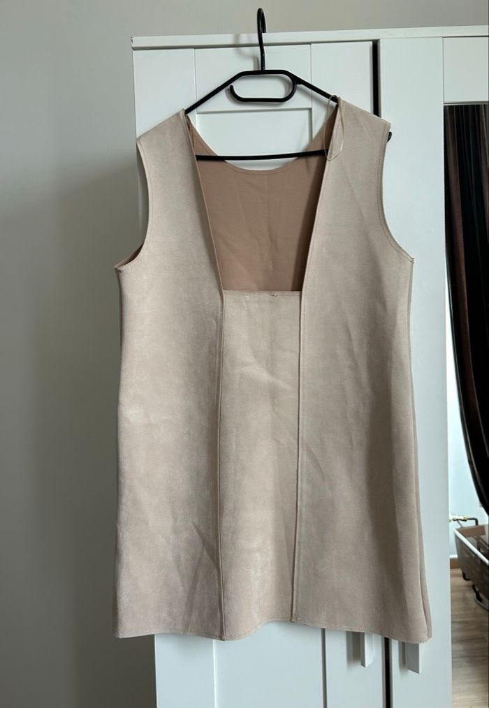 Robe beige style suédine unie Zara Tailles L-XL - photo numéro 4