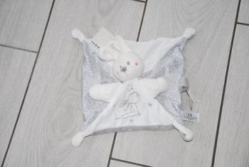 Doudou lapin blanc plat Simba Toys Nicotoy étoile argent gris NEUF